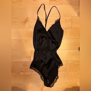 Black Lace Trim Bodysuit